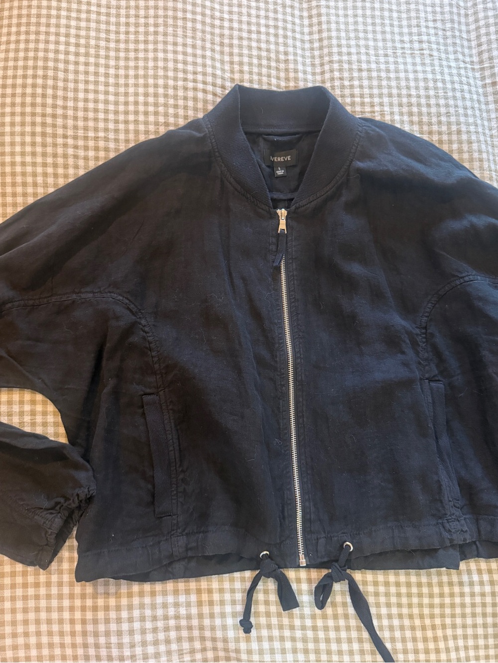 Evereve black linen thin jacket